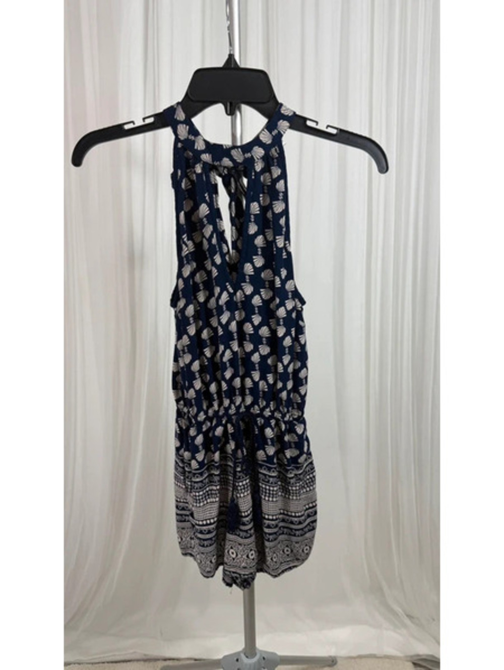 Band of Gypsies Navy Floral Romper Size XS Boho Halter Tie Neck
